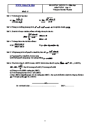 Đề ôn tập học kỳ II môn Toán Lớp 11 - Đề số 15 (Có đáp án)